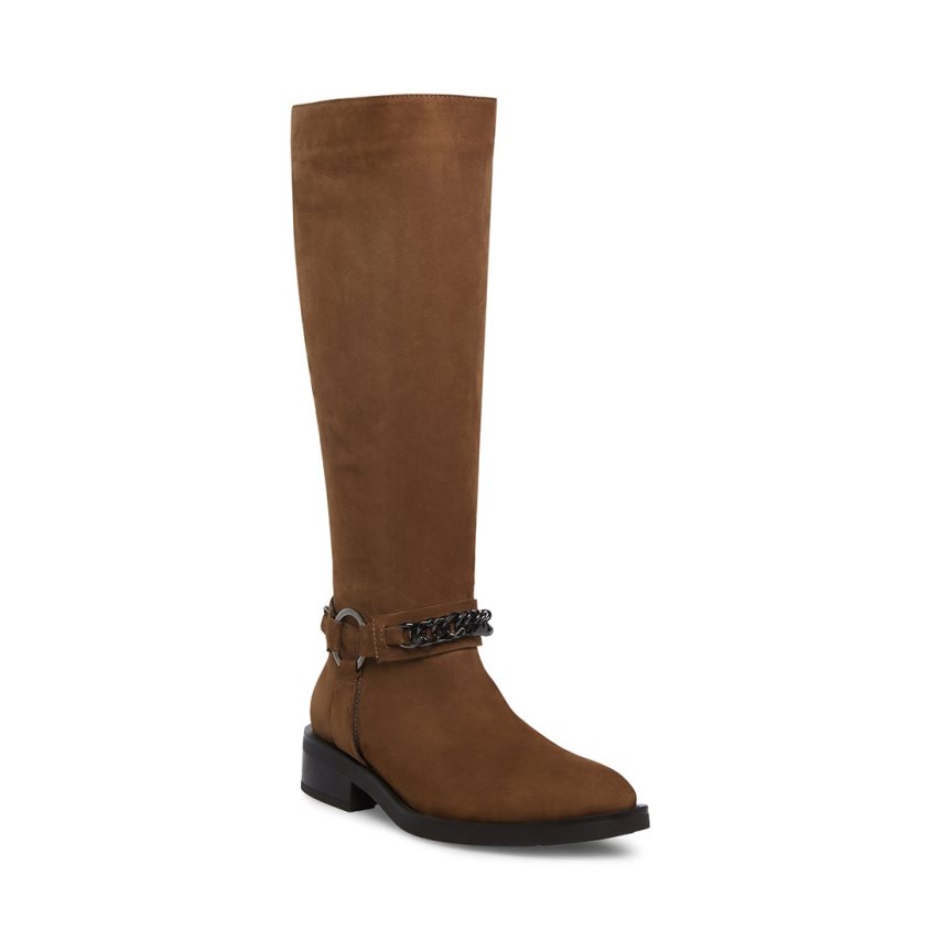 Botas Altas Steve Madden Quin Nubuck Mujer Marrones | ES SQ2461